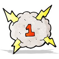 Cartoon Thunder Cloud With Number One N2