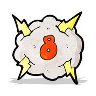 cartoon thunder cloud with number eight
