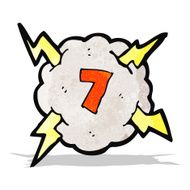 cartoon thunder cloud with number 7