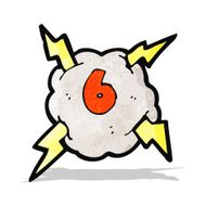 cartoon thunder cloud with number six