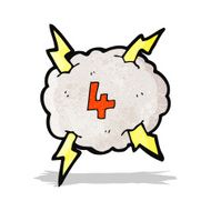 cartoon thunder cloud with number four