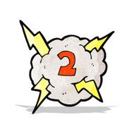 cartoon thunder cloud with number two