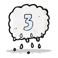 cartoon raincloud with number three N2