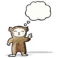 cartoon little teddy with idea bubble