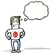 cartoon man in shirt number zero