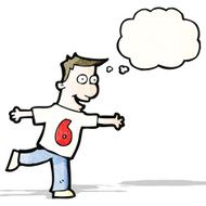 cartoon man in shirt number six N2