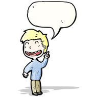 cartoon boy explaining idea