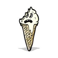 cartoon frightened ice cream cone