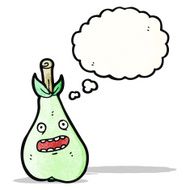 cartoon pear with thought bubble N9