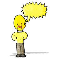 cartoon light bulb head man N3