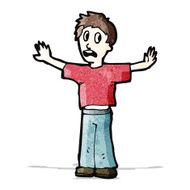 frightened boy stopping argument