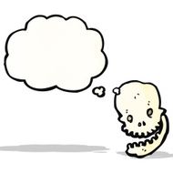 cartoon spooky skull with thought bubble N166