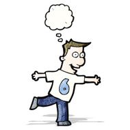 cartoon man in number six shirt