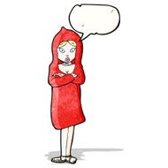 cartoon woman in red coat N2