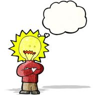 cartoon light bulb idea man N3