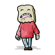 cartoon man with bag on head