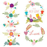 Vintage set of floral frames and compositions N2