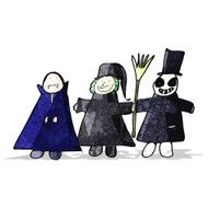 child's drawing of a halloween group
