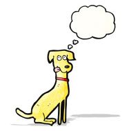 cartoon dog with thought bubble N19