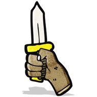 cartoon hand with knife symbol