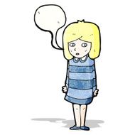cartoon worried girl with speech bubble N11