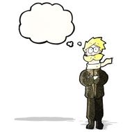 cartoon pilot with thought cloud