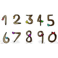 cartoon paintbrush shaped numbers