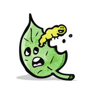 cartoon leaf and caterpillar