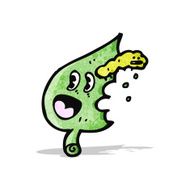 cartoon leaf and caterpillar N2