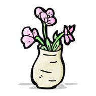flowers in vase cartoon
