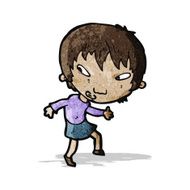 cartoon girl tiptoeing