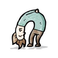 cartoon man bending double