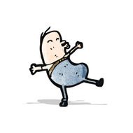 funny bulging bean shaped man cartoon