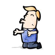 cartoon man on knees