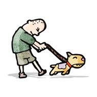 Cartoon Man Walking Dog N5