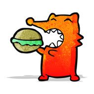 cartoon fox eating burger