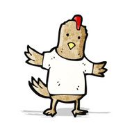 cartoon chicken in tee shirt