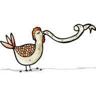 cartoon hen clucking