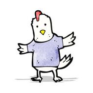 cartoon chicken in t shirt