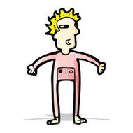 cartoon man in long underwear