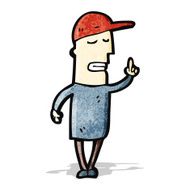 cartoon man in cap with idea