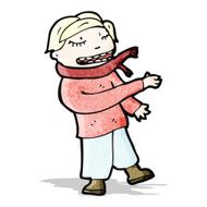 laughing man thowing on scarf