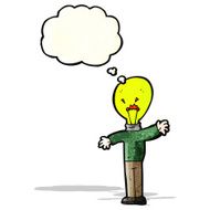 cartoon light bulb head man N5