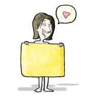 cartoon woman behind towel