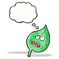 leaf with thought bubble cartoon