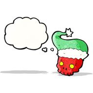 cartoon skull in christmas hat N5