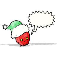 cartoon talking skull in christmas hat