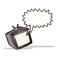 cartoon tv screen with speech bubble
