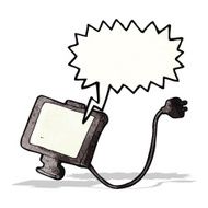 cartoon tv screen with speech bubble N2