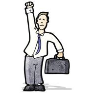 cartoon businessman punching air